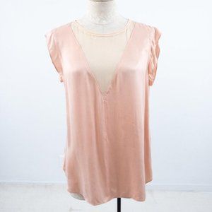 Rebecca Taylor M Soft Silk Illusion Top Pink AS-IS